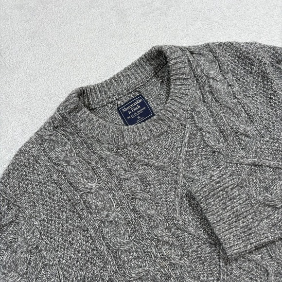 Abercrombie & Fitch Other - Abercrombie & Fitch Sweater Mens XL Heather Gray Cable Knit Outdoor Wool Blend